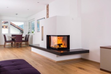 Cheminée de salon 2 faces avec feu de bois