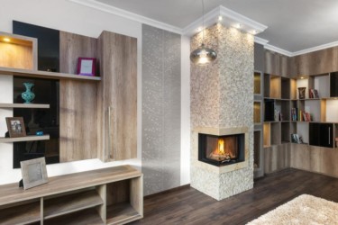 Cheminée de salon 2 faces avec feu de bois